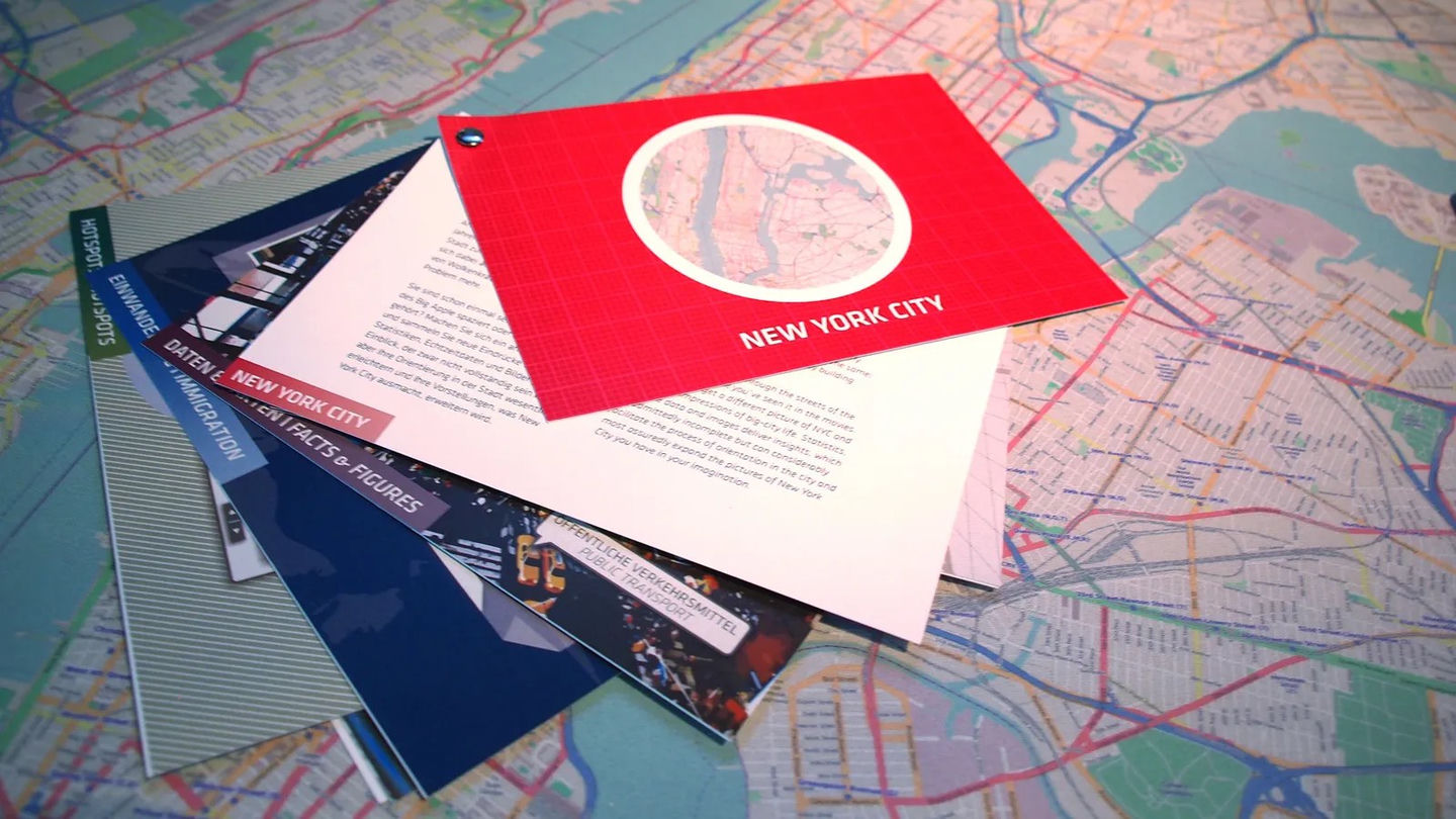 Printed maps and a tablet at the GeoPulse exhibit